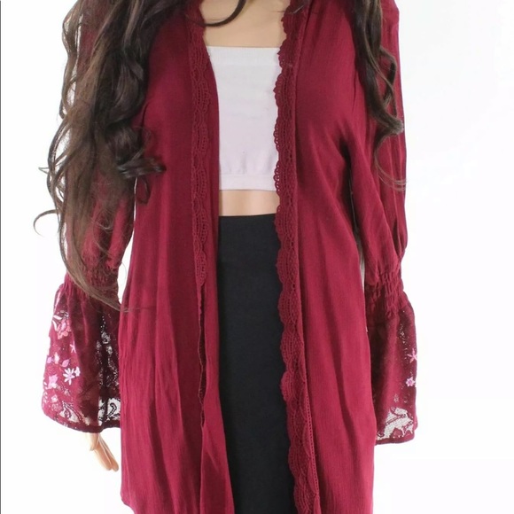 Taylor Sage Lace Trim Boho Cardigan Xs 